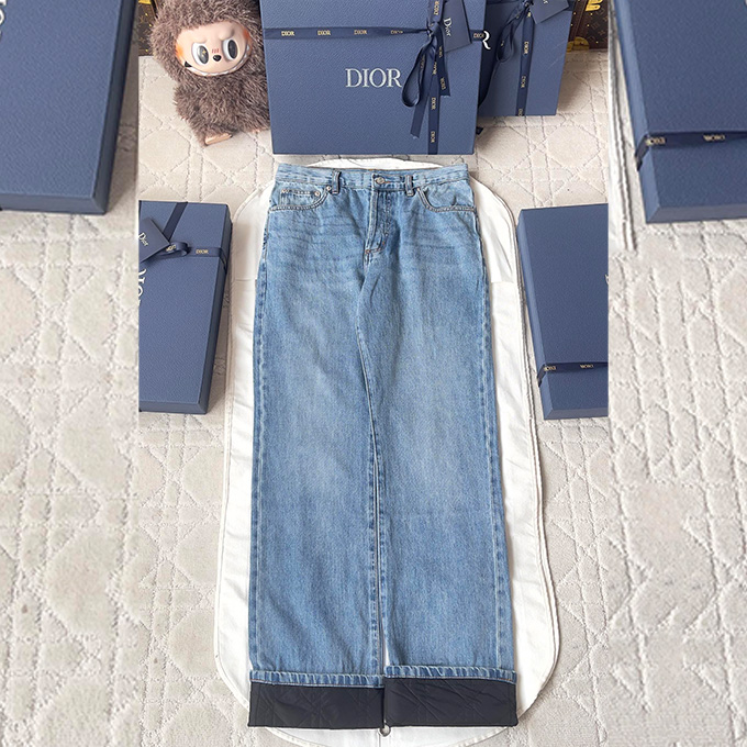 dior quilted hem denim jeans